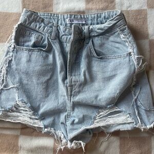 Zara Ripped Jean Shorts